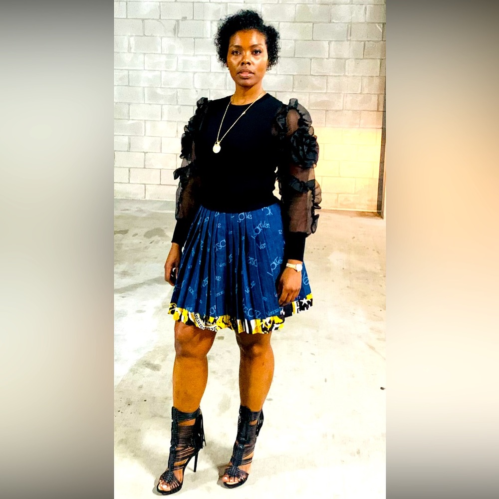 Denim VERSACE Print Logo Skirt